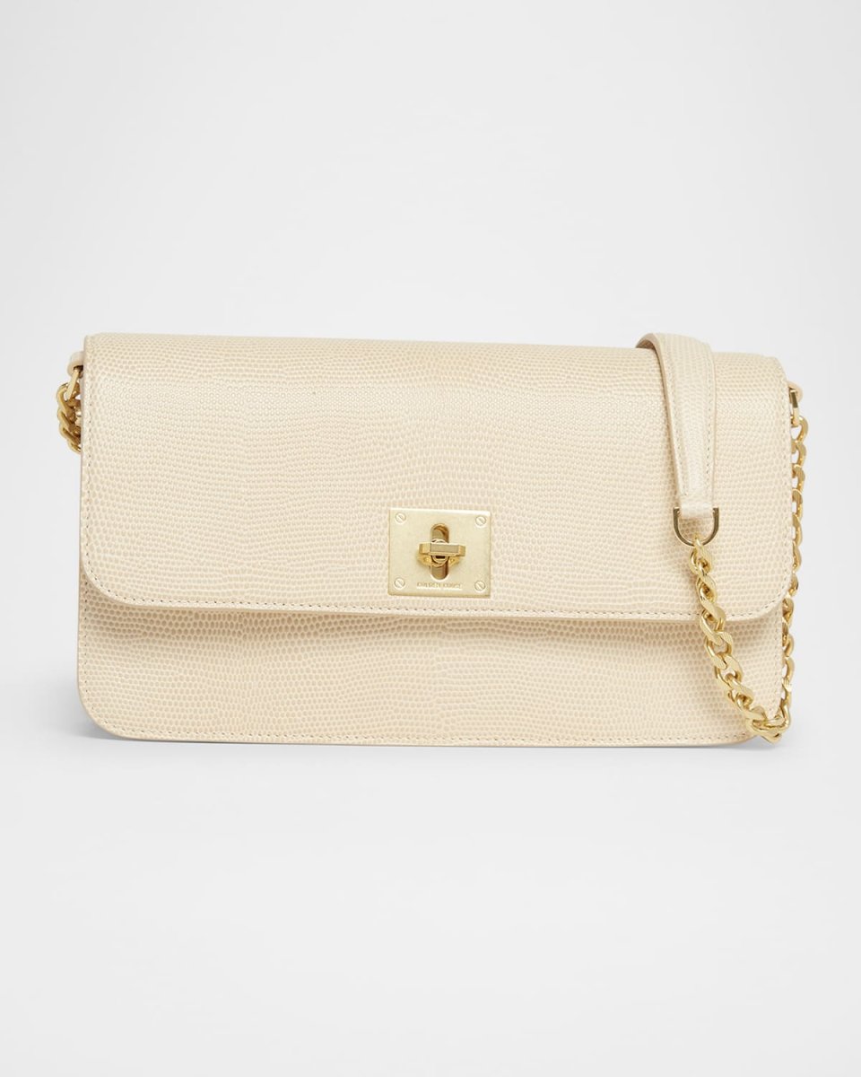 Gioia Lizard-Embossed Leather Shoulder Bag
